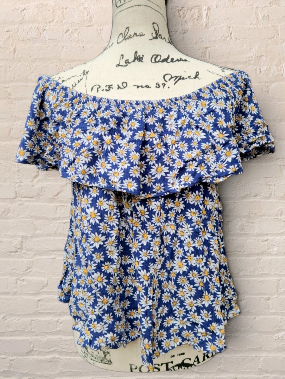 Forever 21 Plus Size Blue Floral Off-Shoulder Daisy Top Size 1X